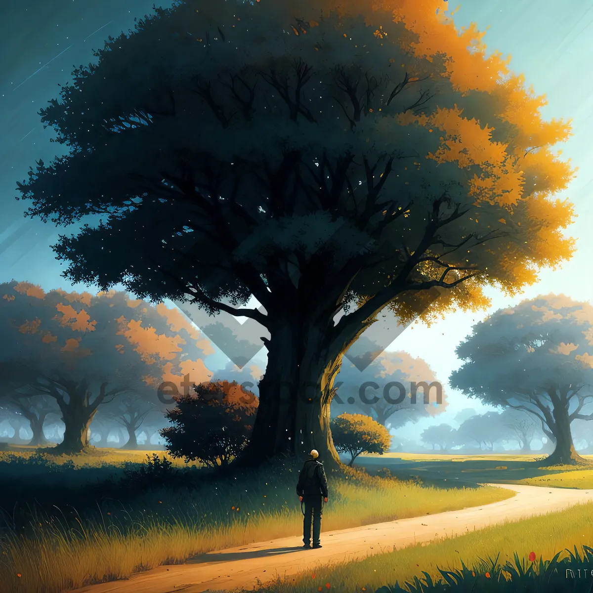 Picture of Winter Sunset in the Serene Park