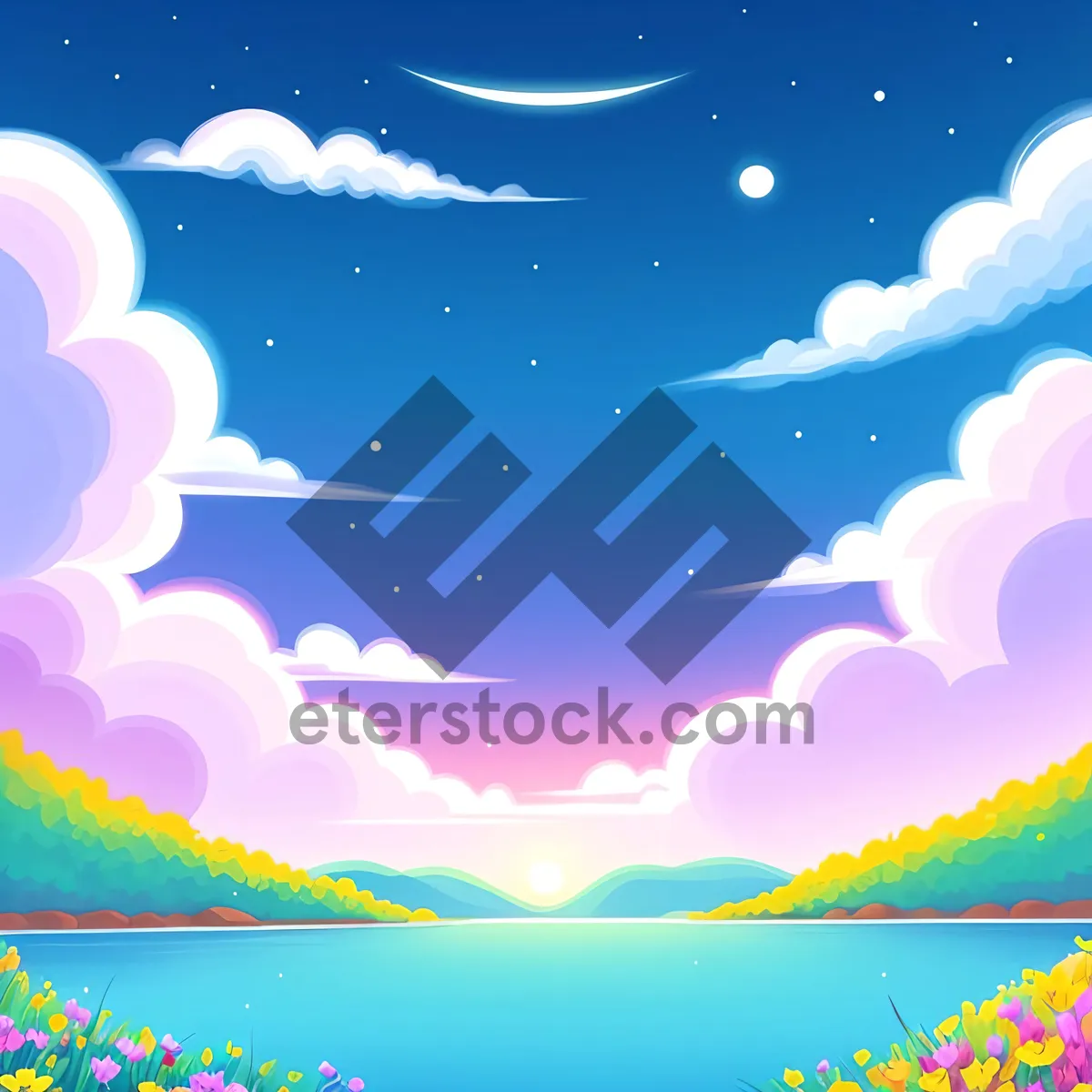 Picture of Sparkling Winter Wonderland: Artistic Moonlight Star Design