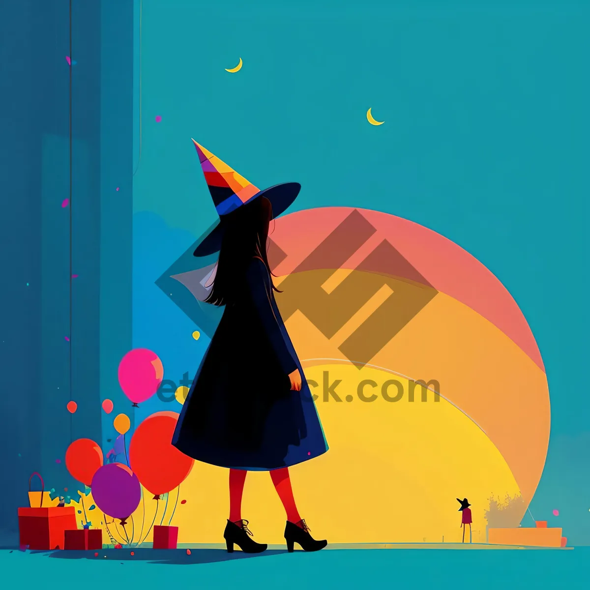 Picture of Magical Holiday Sorcerer Silhouette Cartoon Art