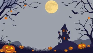 Silhouette of Pumpkin in Moonlit Cemetery