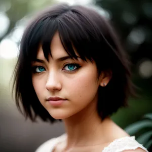 Locks of Beauty: Attractive Brunette Model with Sensual Eyes and Pretty Smile