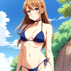 Blond Fashion Model Posing in Swimsuit