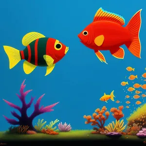 Vibrant Goldfish Swimming in Aquarium Waters