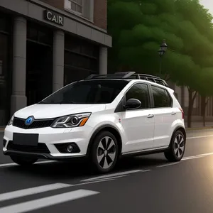 Modern luxury minivan speeding on the road