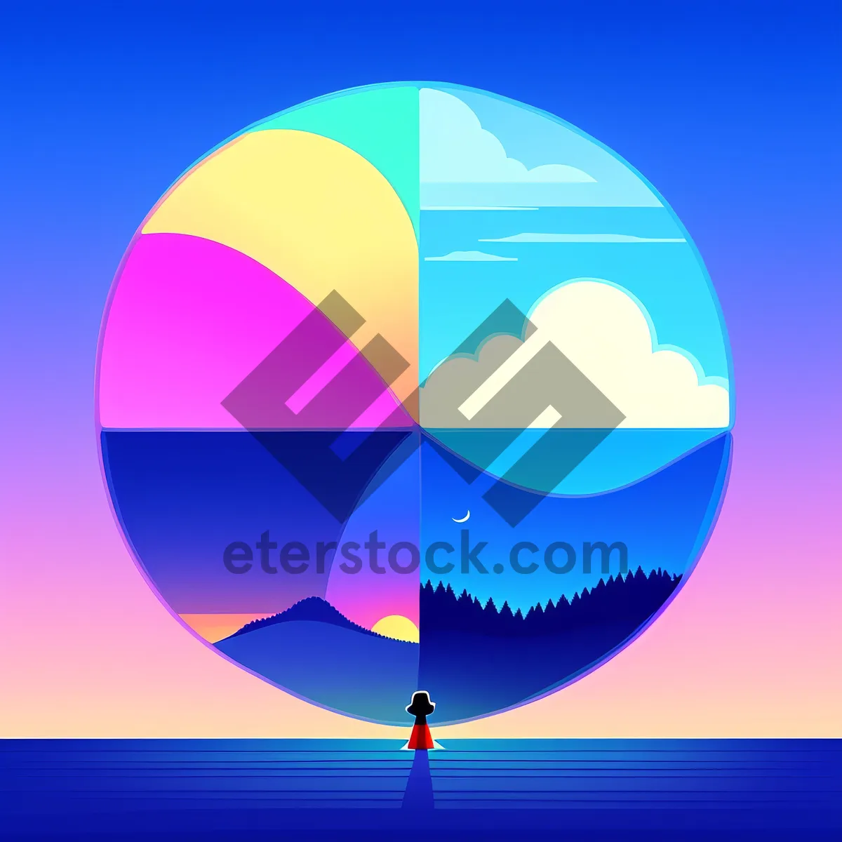 Picture of Vibrant Global Sphere Icon with Shiny Flag Design