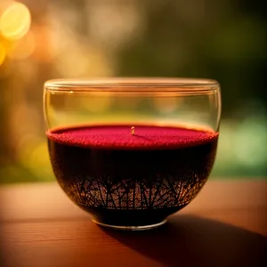 Red Wine Glass on Restaurant Table