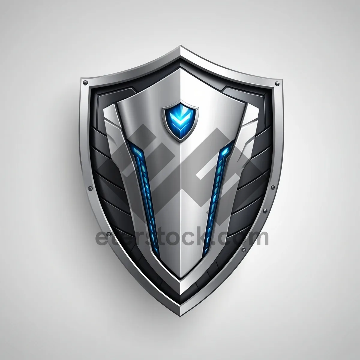 Picture of 3D shiny shield emblem with heart gem icon