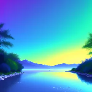 Vibrant Sunset over Serene Ocean Beach