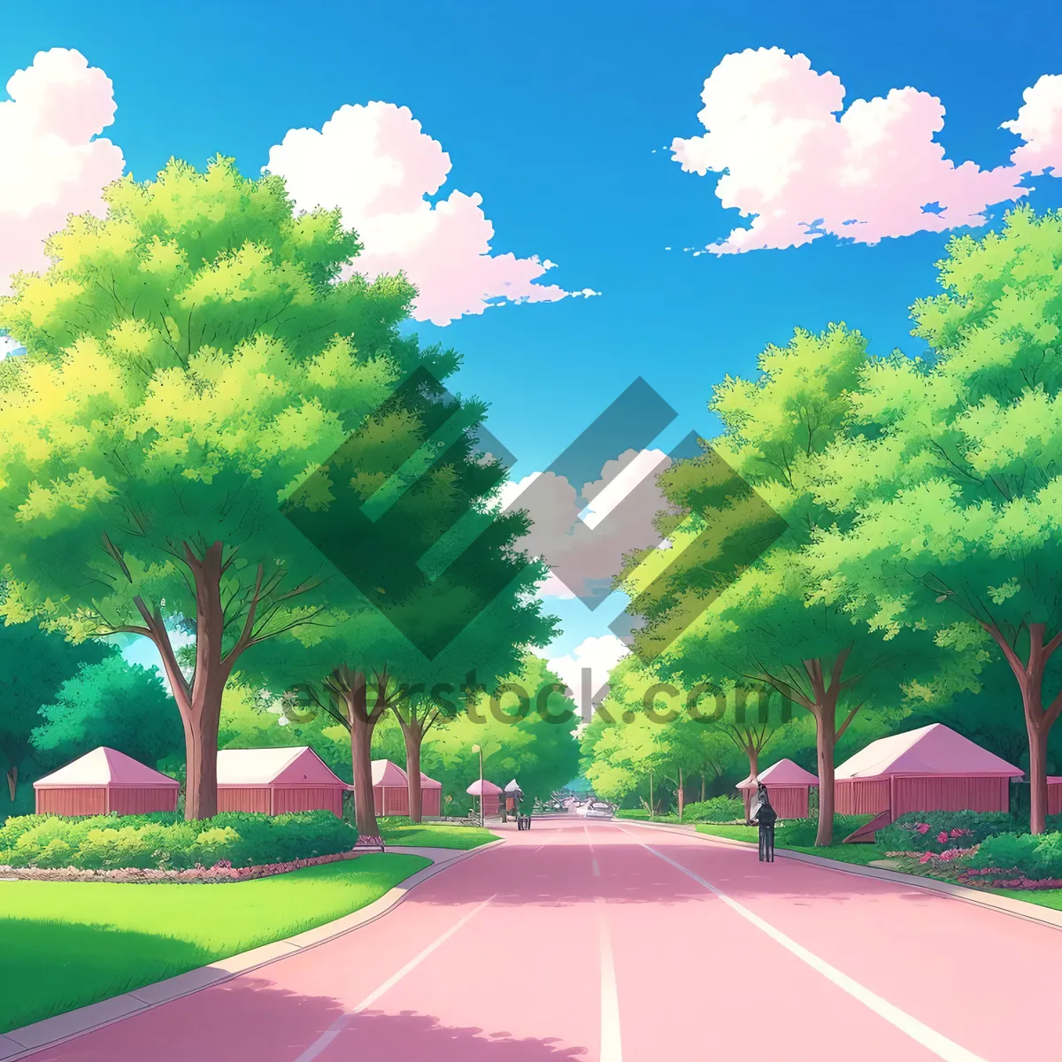 Picture of Serene Summer Meadow Under Colorful Clouds