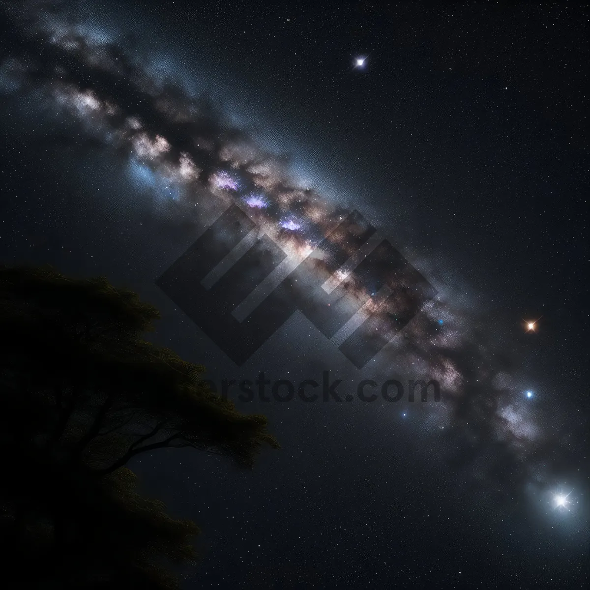 Picture of Celestial night sky with glowing celestial bodies.