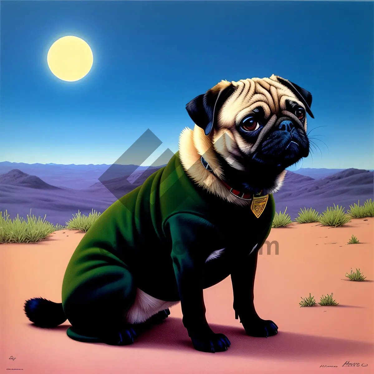 Picture of Cute Pug Bulldog Puppy Portrait in Studio