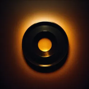 Shiny Black Electric Lamp Icon with Acoustic Circle