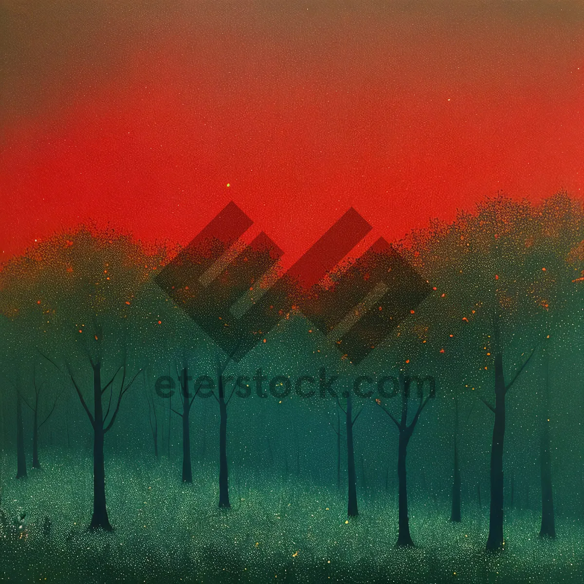 Picture of Sunset Skyline with Majestic Tree Silhouette