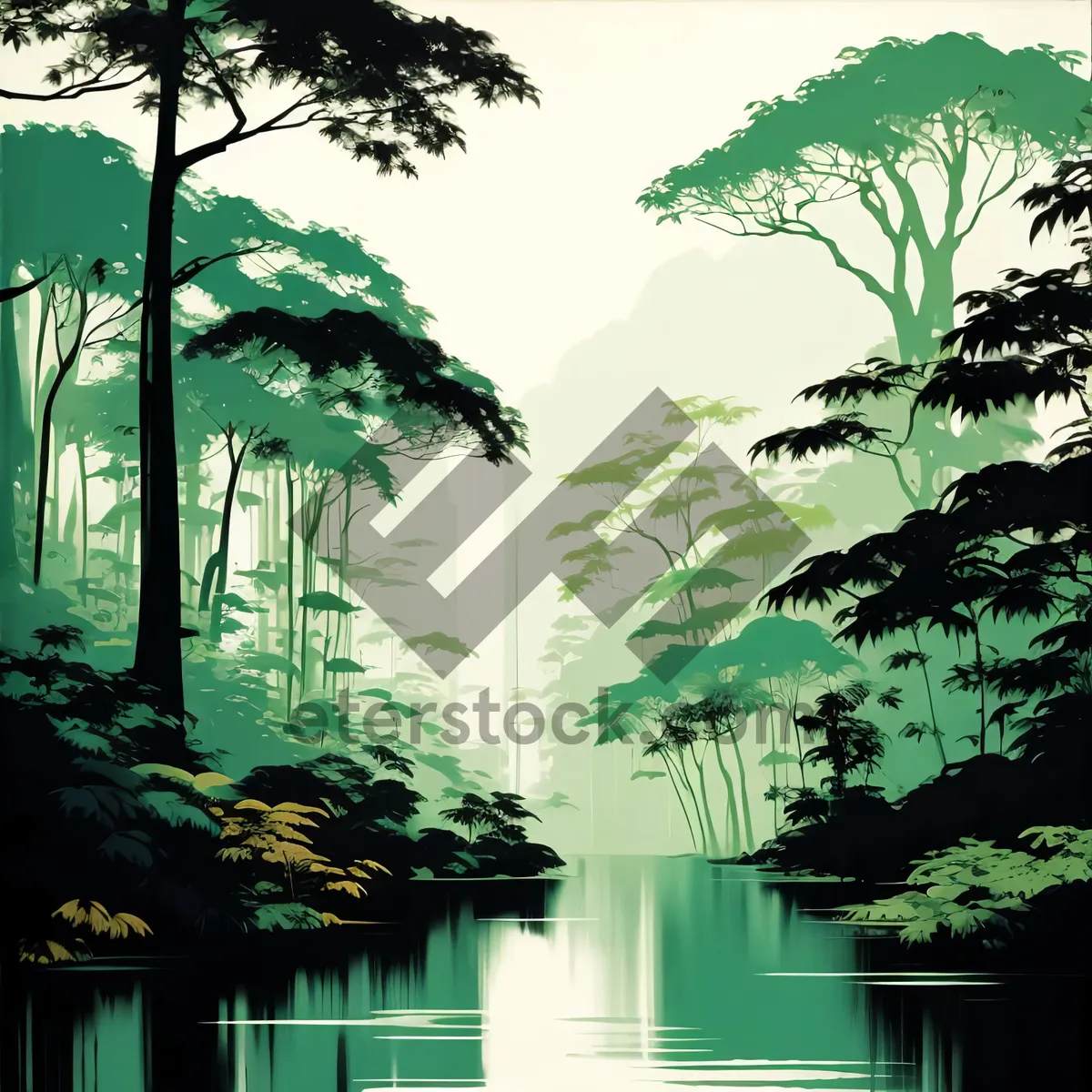 Picture of Tropical Paradise: Palm Trees by the Beach
