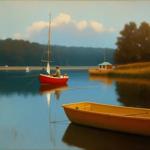 Serene sunset sailboat in picturesque marina