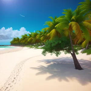 Tropical Paradise: Coconut Palm on Sandy Beach