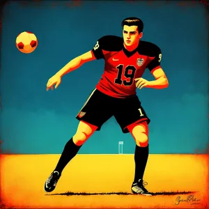 Silhouette of male football player in action.