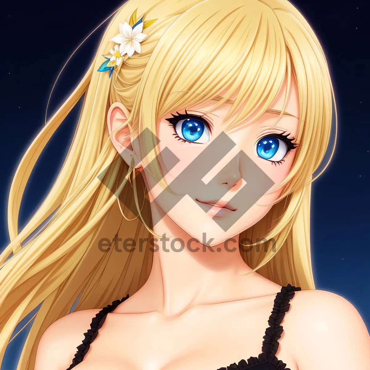 Picture of Stylish Wig Model with Beautiful Blonde Hair