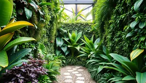 Tropical palm tree in a summer garden