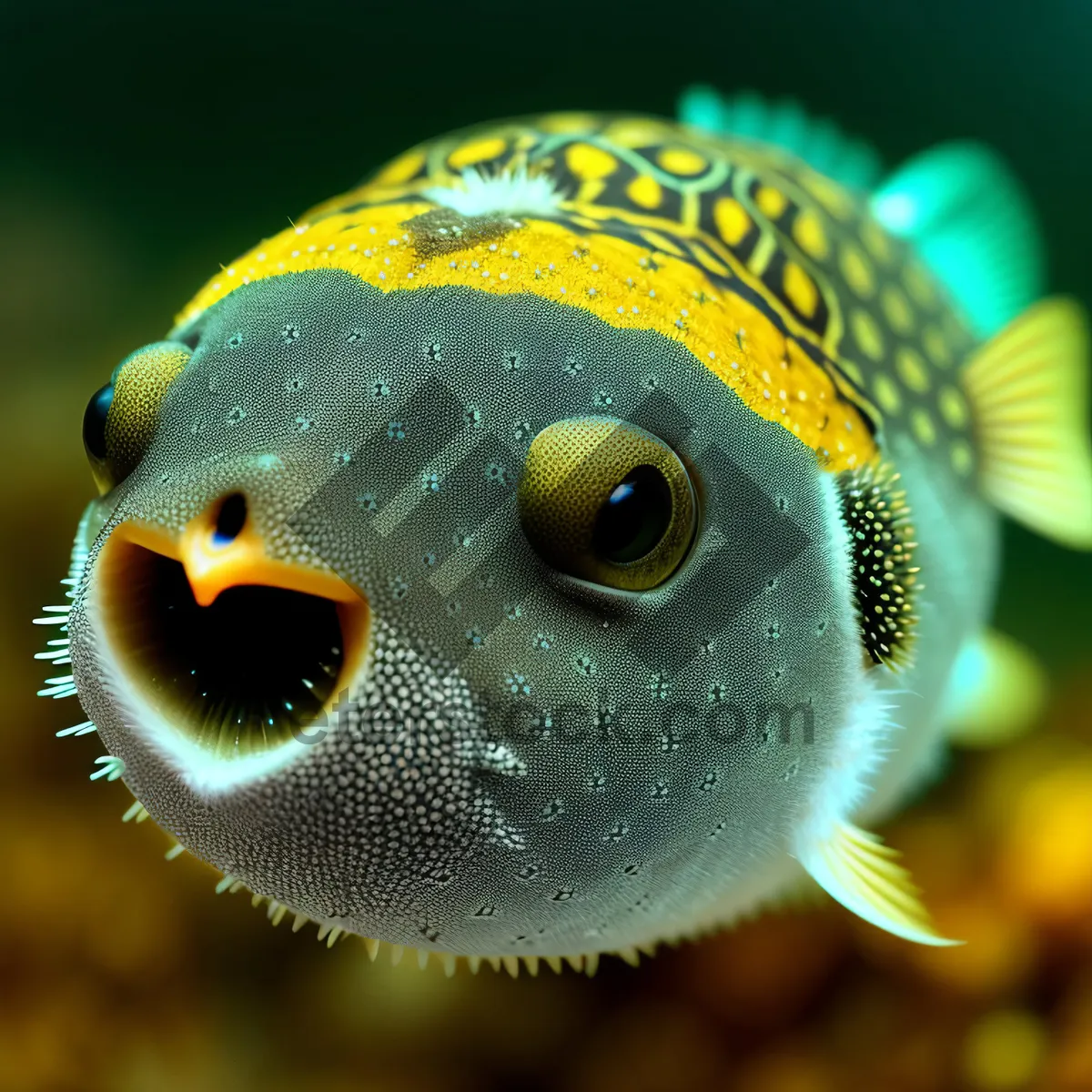 Picture of Exotic Rock Beauty Butterfly Fish in Tropical Waters.