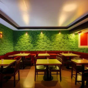 Modern luxury restaurant interior design with wooden furniture.