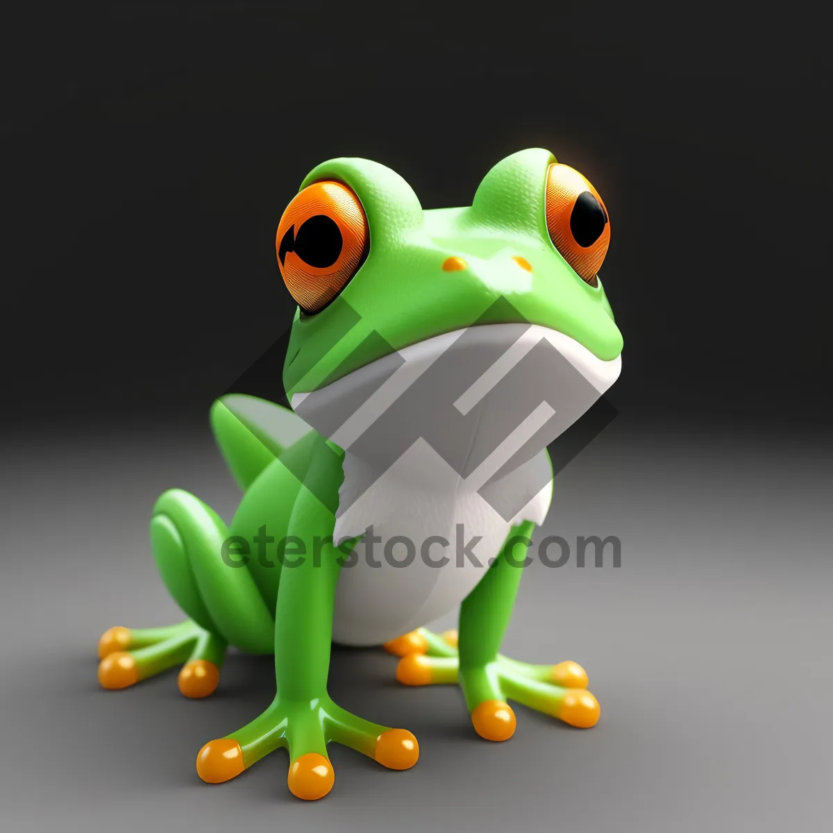 Picture of Cute Cartoon Frog with Big Expressive Eyes