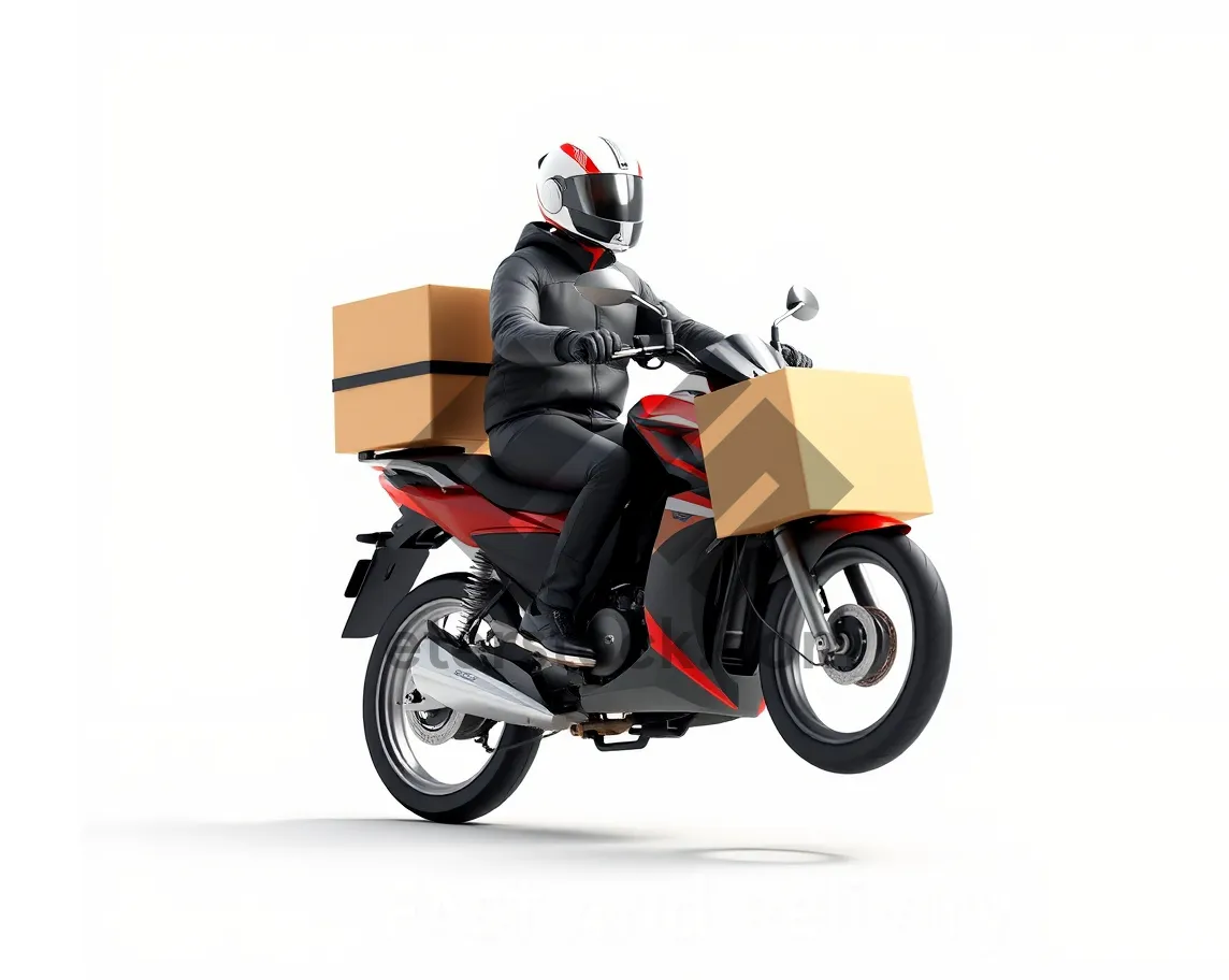 Picture of Silhouette of boy on motor scooter wearing helmet