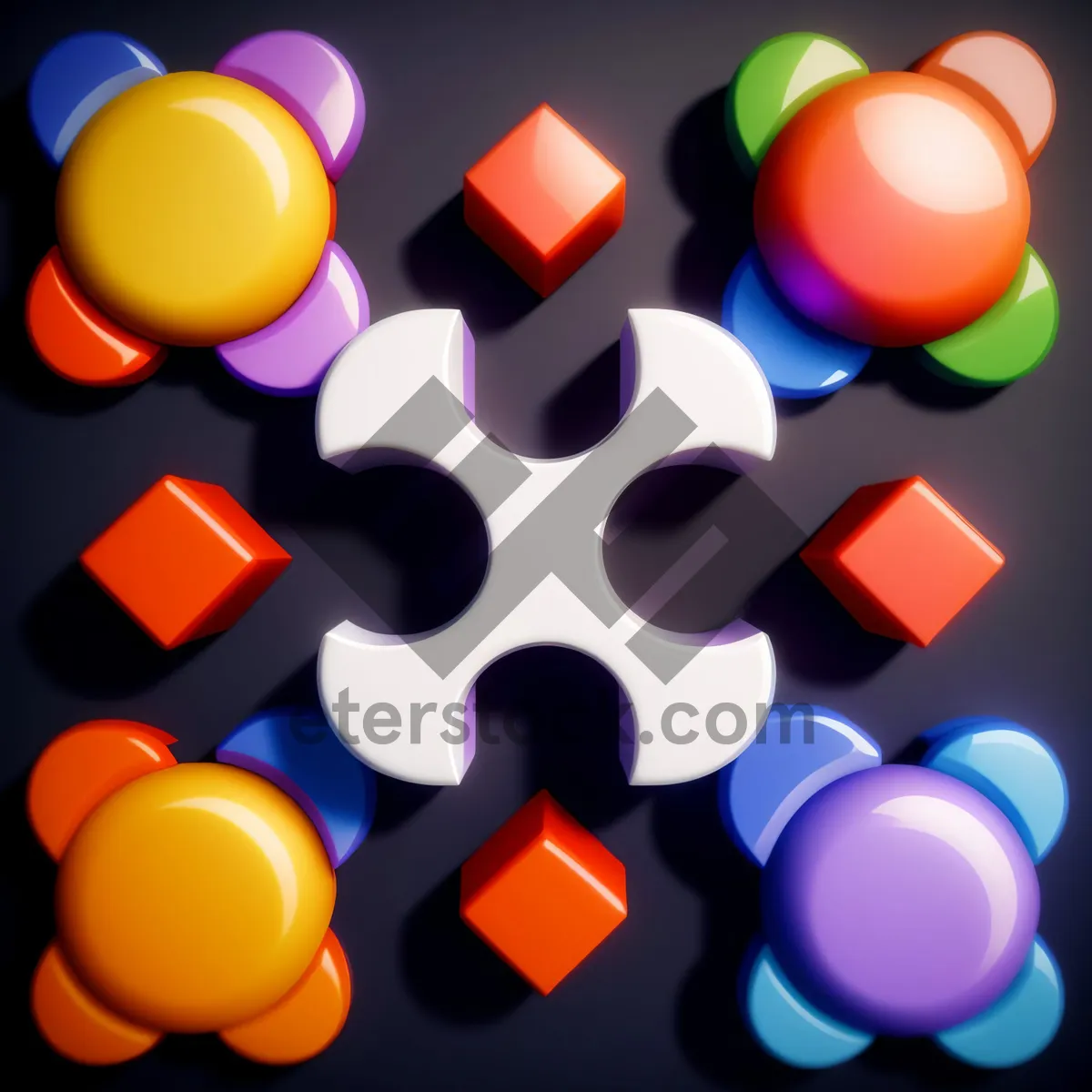 Picture of Shiny Glass Button Set - Bright and Colorful Icons