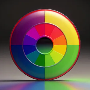 Shiny Circle Button Icon with Reflection on Black Background