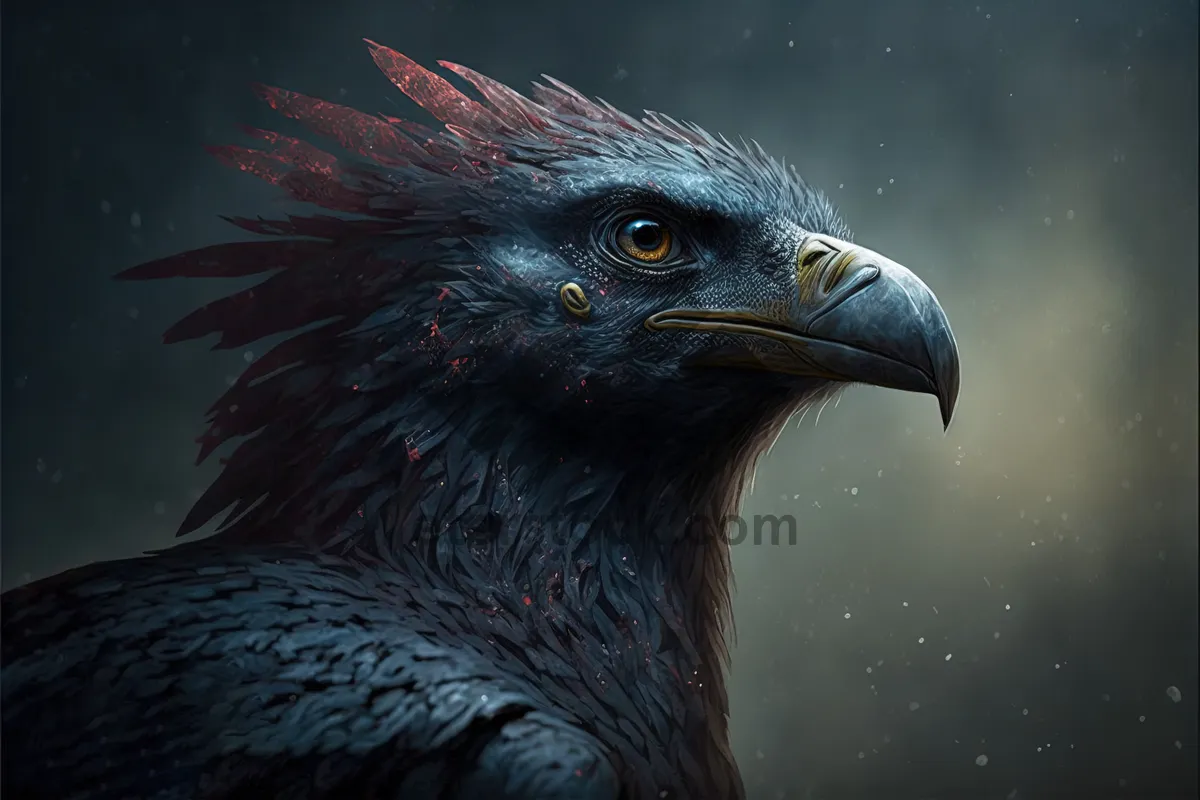 Picture of Close-up portrait of a bald eagle eye.