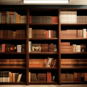 Library bookcase shelf with education furnishing books