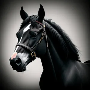 Beautiful Thoroughbred Stallion in Brown Bridle