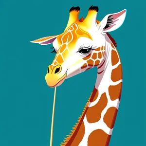 Giraffe Cartoon Art Pin with Flag