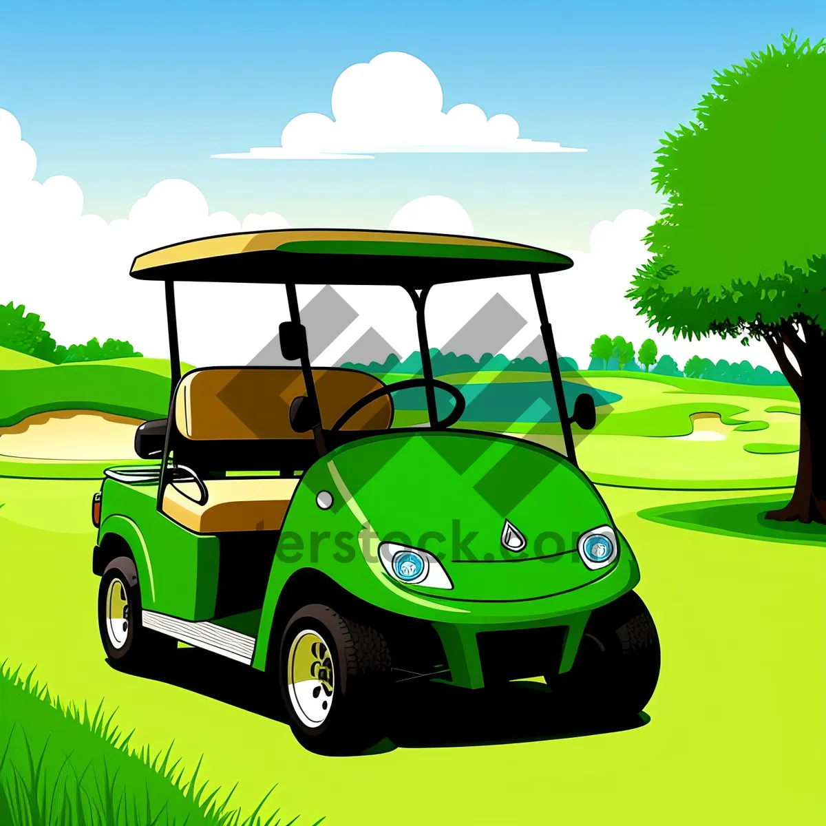 Picture of Contestant navigating golf course in a sporty car.