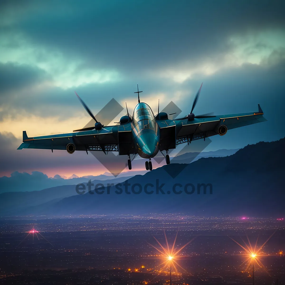 Picture of High-flying Jet Aircraft in the Clouds