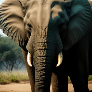 Majestic Tusker in South African Wild Park