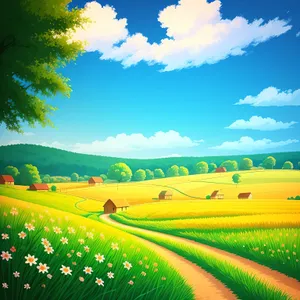 Vibrant Rural Meadow Under Open Sky