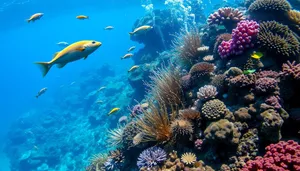 Colorful Tropical Fish on Coral Reef Underwater Dive.