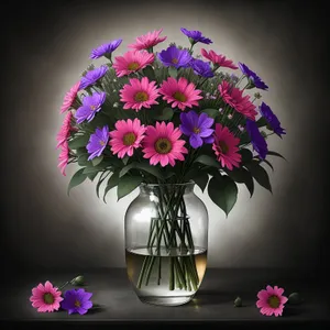 Colorful Pink Daisy Bouquet in Vase