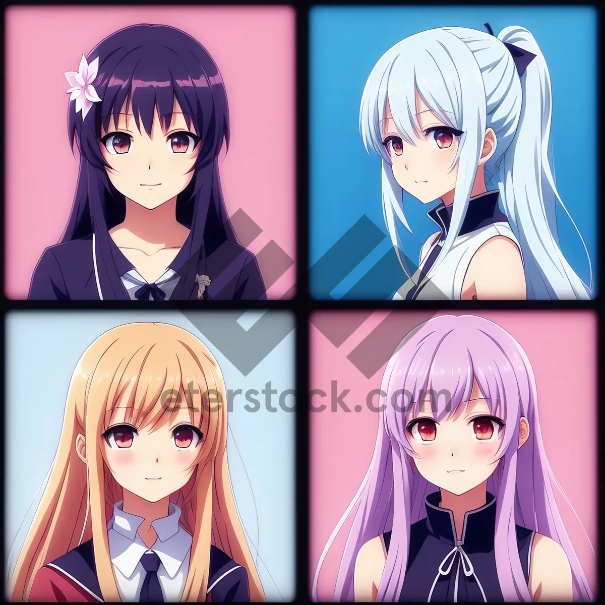 Picture of Charming Face: Fashionable Cartoon Portrait with Hair and Makeup