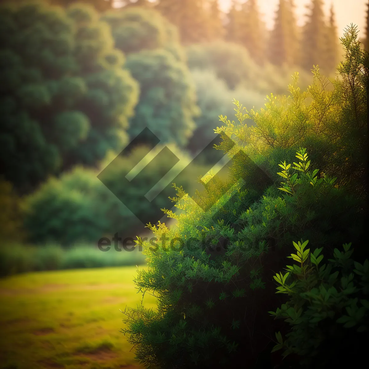 Picture of Autumnal Forest Landscape: Yellow Trees in Rural Countryside