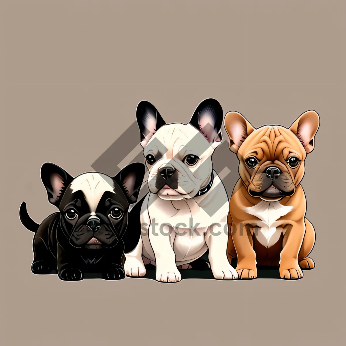Picture of A portrait photo featuring three adorable puppies, each with a unique and delightful colour