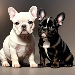 Cute Bulldog Puppy Sitting with Wrinkles