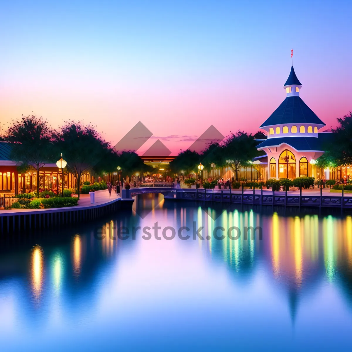 Picture of Nightscape Reflection: Waterfront Villa in Historic City