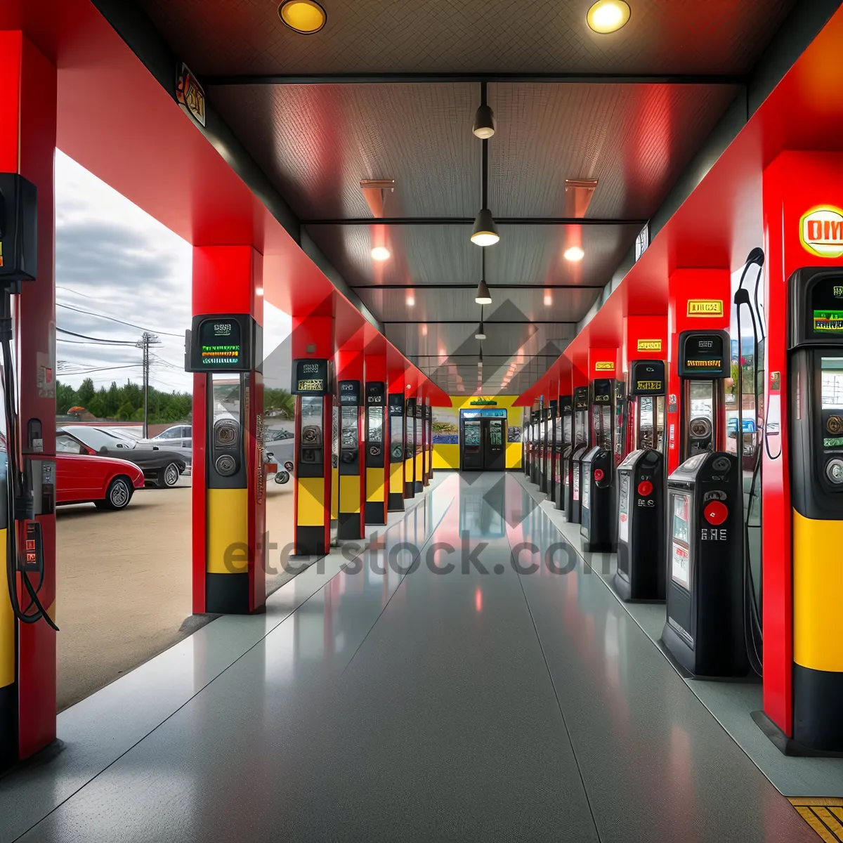 Picture of Modern Subway Station with Movable Turnstiles