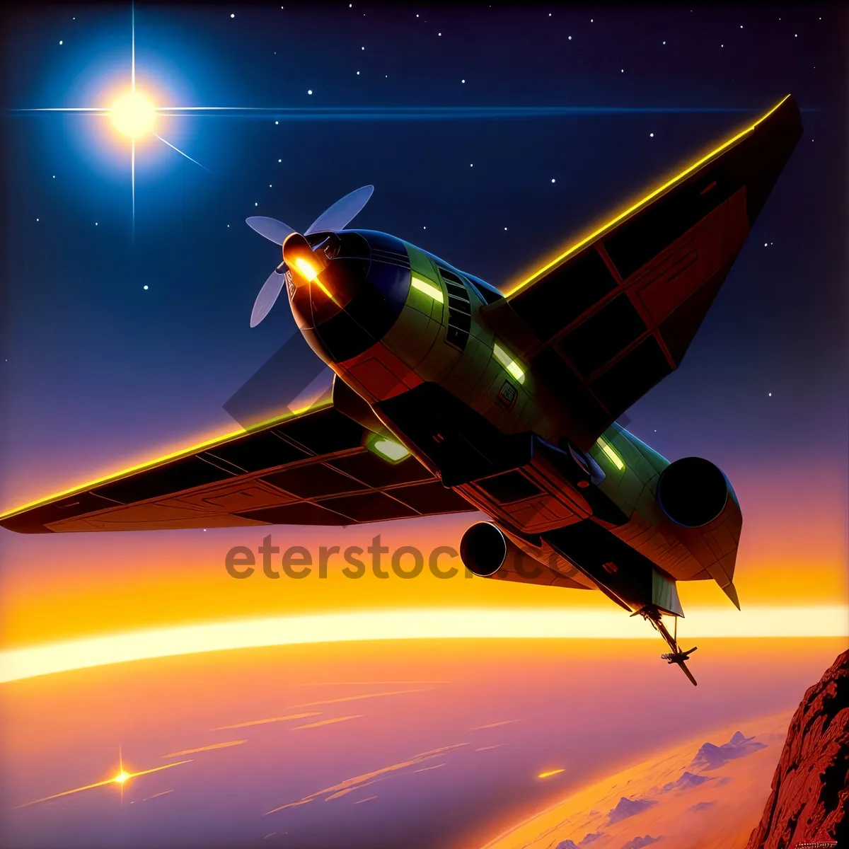 Picture of Bright Sky Jet with Powerful Afterburner Soaring