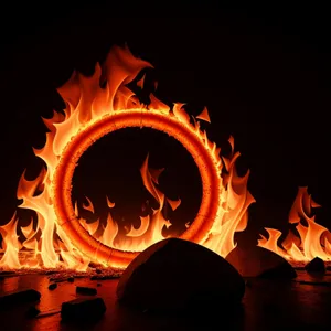 Blazing Pumpkin Fire Design: Artistic Symbolic Orange and Black Frame.