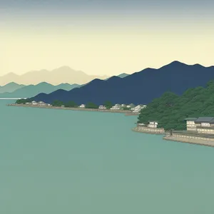 Serene Lakeside scenery with Mountain backdrop