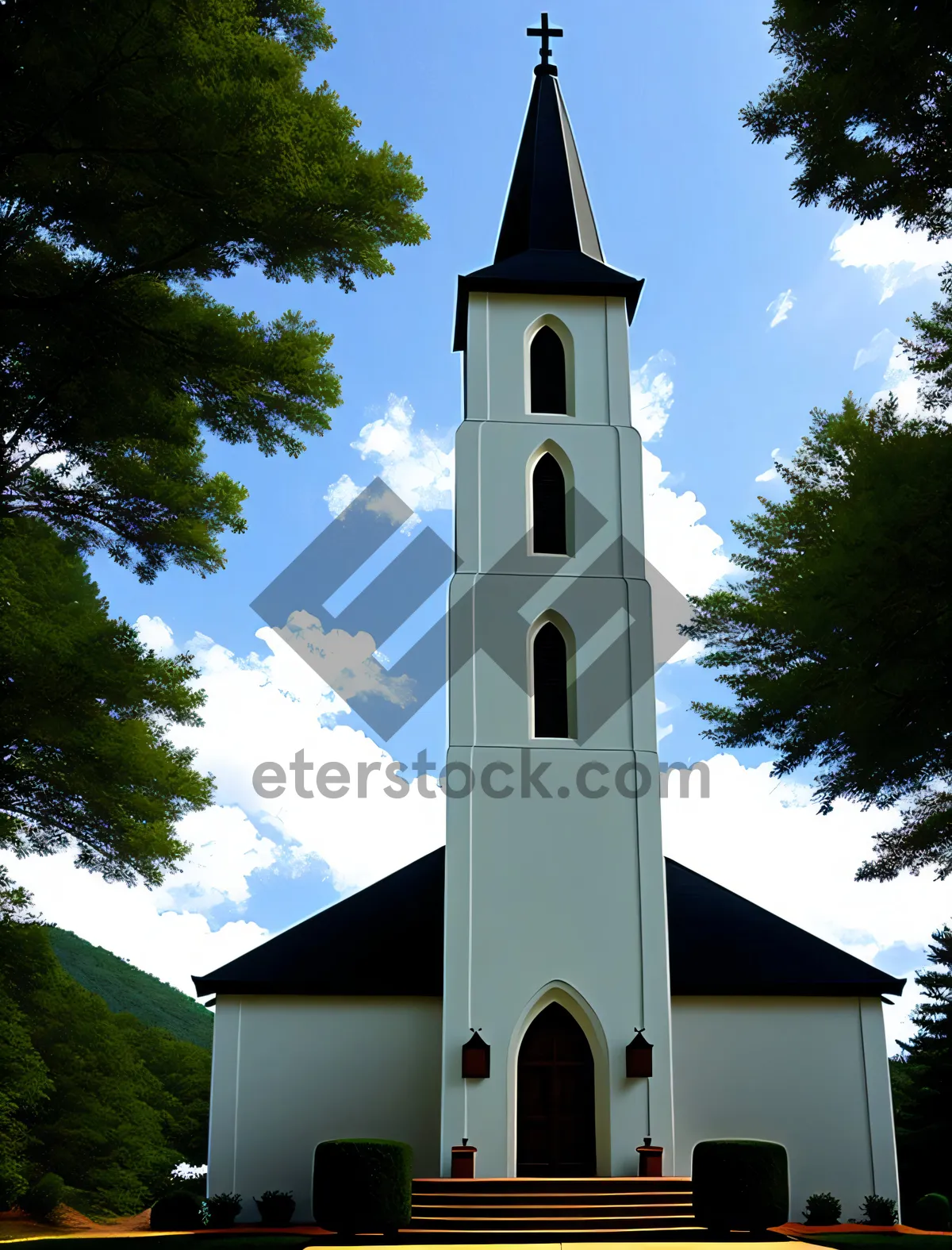 Picture of Old Church Tower in Historic City