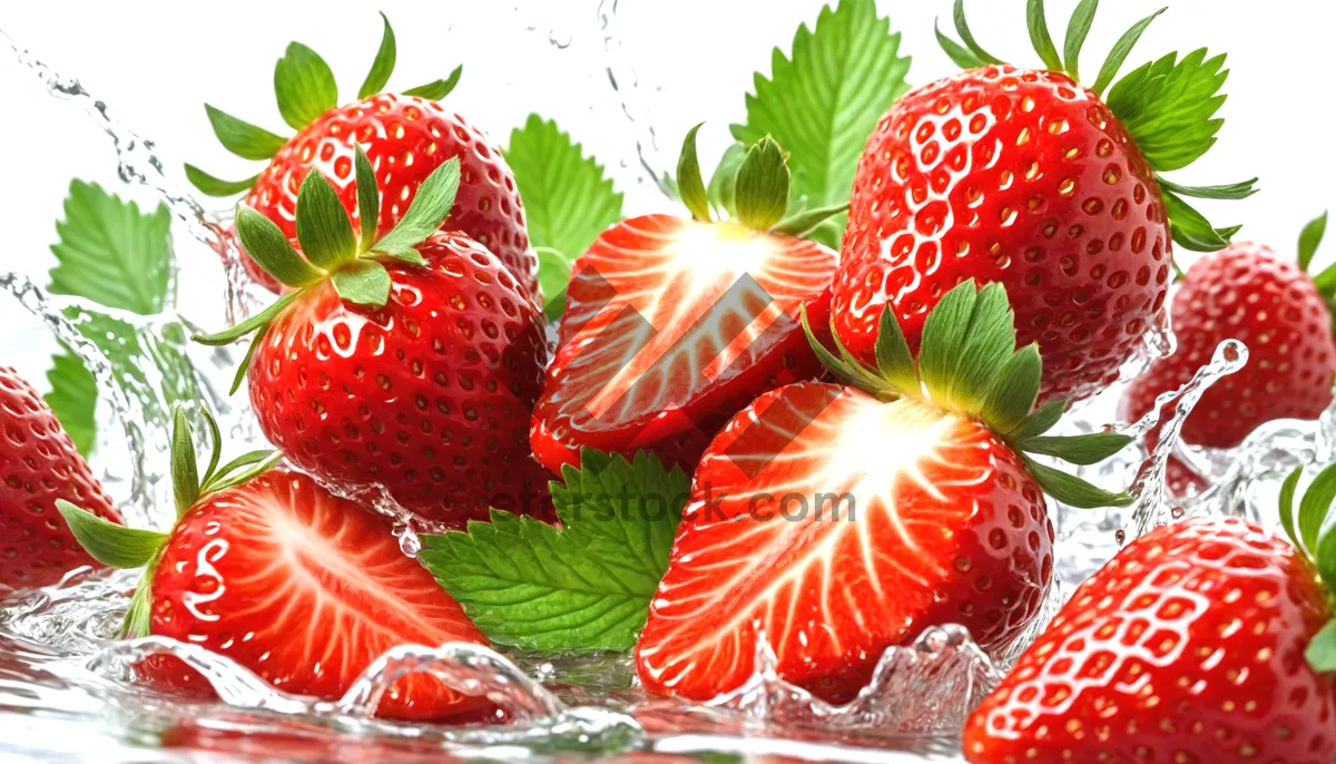 Picture of Fresh and Juicy Strawberry Closeup With Vibrant Colors